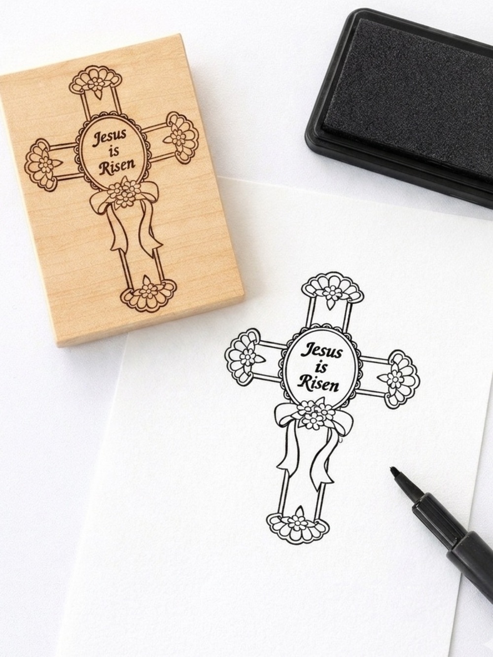 Jesus Is Risen Cross Rubber Stamp Easter Christian Crafts 2001 Sweet Impressions